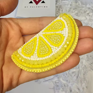 Beaded Floral Citrus Shoulder Bag Handmade Women Designer Fashion Handbag Trendy Luxury Summer Zipper Closure Eco-Friendly - Product Image 1