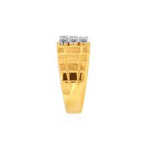 Emblem of Eternity <b>Men</b> Diamond <b>Ring</b> Premium <b>Men's</b> 18K Gold Plated Diamond Cluster Statement <b>Ring</b> with Round Brilliant Cut Stones - Product Image 4