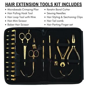 Juego de Herramientas Premium para Extensiones de Cabello Microlink Doradas con Alicates para Engarzar y Remover Microperlas, Removedor de Fusion Bond, Peine de Cola de Rata y Clips - Product Image 2
