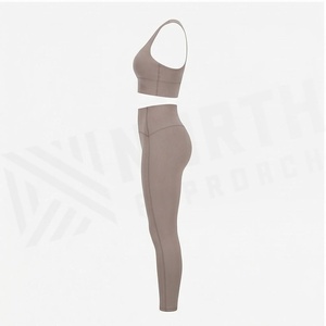 2 Piece Yoga Set Racerback Crop <b>Top</b> High Waist Full Length Leggings Solid Color Seamless <b>Sweat</b> Wicking Breathable Women's - Product Image 3