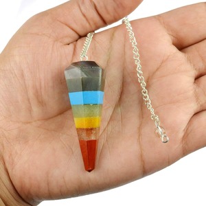 Péndulo clásico multicolor de piedras preciosas, cristal pulido de primera calidad, herramientas de radiestesia para sanación de chakras y Feng Shui, para uso diario. - Product Image 1