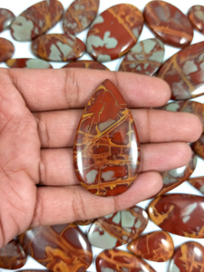Lote al por mayor de gemas sueltas de jaspe Noreena natural, cabujón hecho a mano, parte trasera plana, para sanación, Radha Arts, mezcla de formas rojas - Product Image 6