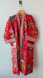 Kimono de algodón estampado hecho a mano para mujer, túnica larga, chaqueta de verano, kimono para el hogar - Product Image 2