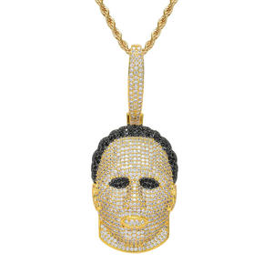 จี้หน้าแบบ Iced Out เงินแท้ 925 ชุบโรเดียม ประดับคริสตัลไรน์สโตน สร้อยคอฮิปฮอป ใส่ได้ทุกวัน สำหรับทุกเพศ ราคาดีที่สุด - Product Image 2