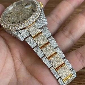 นาฬิกาฮิปฮอปหรูหราสองสีประดับเพชรโมอิสซาไนต์ VVS หน้าปัดแบบอารบิก ตัวเรือนสแตนเลสสตีล ระบบควอตซ์ ETA สำหรับผู้ชาย - Product Image 3