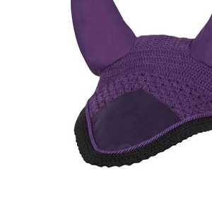 Bonnet d'oreille pour cheval violet en maille avec oreilles pointues, léger, lavable, respirant, séchage rapide, protection contre les mouches - Product Image 6