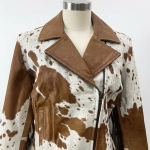 Veste en cuir de vachette marron personnalisée avec franges pour hommes et femmes, veste en cuir véritable de style western faite à la main - Product Image 1