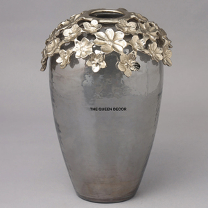 Vase décoratif de table de style luxueux en laiton doré, forme ronde, émail imprimé, pour arrangement floral à la maison - Product Image 6