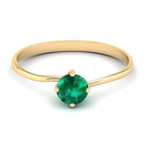 Bague solitaire pour femme REYES Exquisite en or massif 14K 18K, sertie d'un émeraude ronde taille brillant de 0,5 carat, bijoux étincelants - Product Image 6