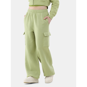 Ensemble de survêtement cargo 100 % molletonné pour femme, coupe large, avec sweat à capuche court, style streetwear, vente en gros - Product Image 2