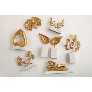Escultura Moderna de Hoja de Oro con Base de Mármol, Decoración de Hogar de Lujo, Adorno Artístico Metálico Nórdico para Mesa, Regalo al por Mayor para Sala de Estar - Product Image 4