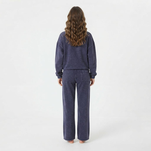 Trendy Acid Wash <b>Women</b> <b>Quarter</b> <b>Zip</b> Sweatshirt And Jogger Pants Set Streetwear Tracksuit Two Piece Clothing Supplier - Product Image 4