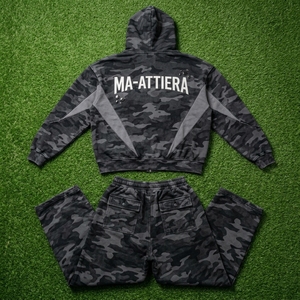 Conjunto de Sudadera con Capucha y Pantalones de Chándal para Hombre, Negro y Gris Camuflaje, Cierre de Cremallera, Ajuste Holgado, Estilo Urbano, Panel Gráfico, Personalizado, OEM, ODM, Venta al por Mayor - Product Image 6