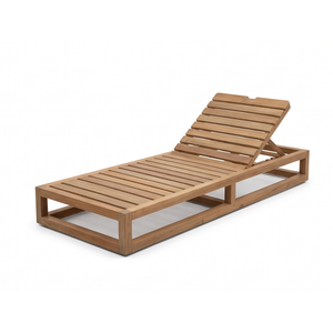 Chaise longue pliante moderne en teck à lattes pour extérieur, idéale pour piscine, villa, terrasse, jardin - Product Image 3