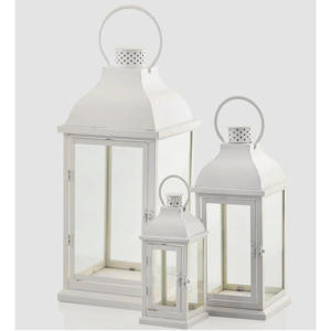 <b>Brass</b> Rectangular <b>Lantern</b> Set of 2 with Glass Panels and Handle for Home Decoration - Product Image 2