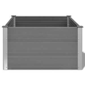 Bac à fleurs élégant en composite bois-plastique gris et aluminium surélevé - Product Image 6