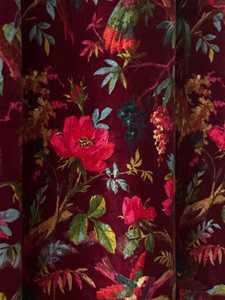 Cortinas de terciopelo de algodón color rojo vino estilo vintage con estampado floral de pájaros, cortinas boho de alta calidad para la decoración de tu hogar. - Product Image 4