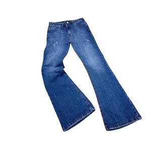 Femmes personnalisé marque Vintage bleu clair Denim cloche bas survêtement pantalon mode à la mode en détresse détails délavé XL été - Product Image 4