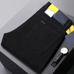 Pantalon en jean pour homme, coupe classique, tissu extensible en coton respirant, durable, décontracté, à porter tous les jours, pantalon de mode pour toutes les saisons - Product Image 6