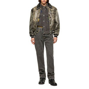 Blouson aviateur en cuir véritable pour homme, col rabattu, style vintage délavé, fermeture boutonnée, coupe classique, idéal pour l'automne - Product Image 5