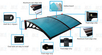 Toldo Manual de Policarbonato para Techo con Soporte de Acero Plástico, Toldo para Puerta y Ventana Exterior, Impermeable y con Protección UV