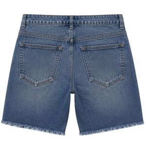 Shorts en jean pour homme bleu moyen personnalisés, coupe droite, ourlet brut, imprimés, en coton, décontractés, été, logo personnalisé, OEM, vente en gros - Product Image 2