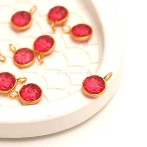 Colgante de flor de cuarzo turmalina rosa tallado a mano con piedra preciosa, plata de ley 925, amuleto de piedra de cuarzo turmalina para joyería - Product Image 2