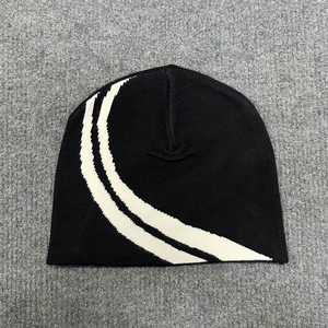 Premium Reversible Cashmere <b>Beanie</b> Skull Cap Y2K Streetwear Jacquard Knit Design with Sequin Embroidery Unisex Adult Winter <b>Hat</b> - Product Image 5
