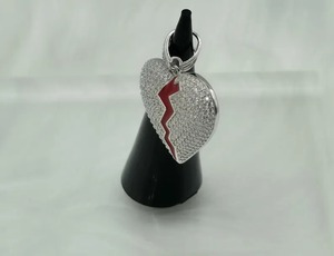 Pendentif Hiphop Cœur Brisé en Moissanite, Micro-Incrustation, Plaqué Or, Argent 925, Charme Romantique, Cadeau, Bijou Unisexe - Product Image 2