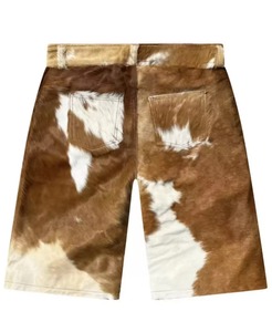 Luxury Custom Oversized Hair on Cow Print Sublimation High Waisted Cowhide Baggy Summer Bermuda Man Trousers Leather Short Men - Product Image 4