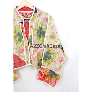 Indian Cotton Hand Block Print Vintage Kantha <b>Jackets</b> <b>Patch</b> Work Pure Cotton Women Winter <b>Jackets</b> - Product Image 3