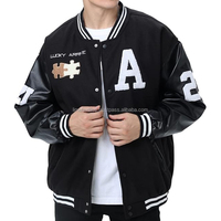 Jaket Varsity Kulit Kustom Musim Dingin Grosir Cepat Kering Laris Manis Unisex Kerah Bulat Gaya Vintage Hip Hop