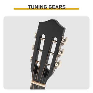 Guitarra Acústica Redonda de 30 Pulgadas con Acabado Negro Mate, Incluye Púas, Cuerdas, Capo, Estuche, Afinador y Correa - Product Image 5