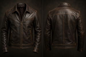 Champ King VESTE EN CUIR PREMIUM DE HAUTE QUALITÉ POUR HOMMES, IMPERMÉABLE, AUTOMNE - TRÈS ÉLÉGANTE ET COOL - Product Image 4