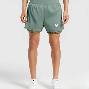 Pantalones Cortos para Hombre 2 en 1 de Doble Capa, Tela Oxford 100% Algodón, Estilo Gótico, Cintura Elástica Alta, Transpirables y Ecológicos - Product Image 3