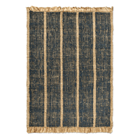 Tapis en jute 100% à franges, tissé à la main, rayé, en fibres naturelles, tissage plat, tapis d'intérieur sur mesure