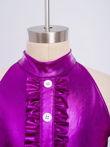 Traje de Danza Jazz para Niñas de 6 a 16 Años, Mono Metálico con Volantes para Actuaciones en Escenario, Clases, Fiestas, Práctica de Danza Latina - Product Image 3