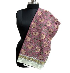 <b>Womens</b> Soft Cotton Pink Long <b>Scarf</b> Handcrafted Block Print Summer Outdoor Wrap Breathable Lightweight Windproof Multi-Purpose - Product Image 1
