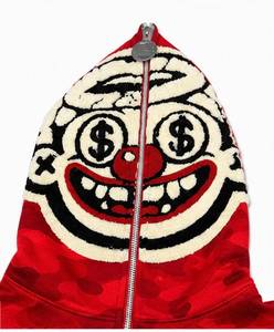 Men's <b>Red</b> Camouflage Pullover Hoodie Clown Face Print Full Sleeve Streetwear Knitted Cotton Breathable Quick Dry Sweatshirt - Product Image 2