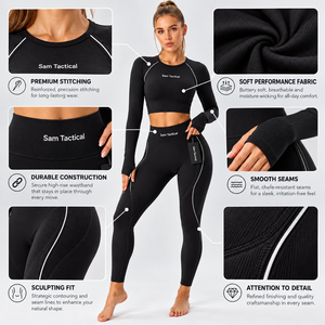 Conjunto de Yoga de 2 Piezas sin Costuras para Mujer, Marca Sam Tactical, Leggings de Cintura Alta y Top Corto, Diseño Personalizado, Precio al por Mayor, Transpirable, OEM - Product Image 1
