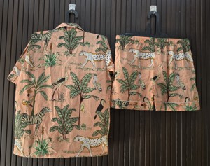 Conjunto de Pijama de Manga Corta de Algodón con Estampado Animal para Mujer, Ropa de Dormir Informal de Verano con Cierre de Botones - Product Image 4