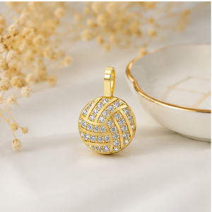 10K <b>Solid</b> <b>Gold</b> Fine <b>Pendants</b> & Charms Trendy Soccer Volley Ball Tiny Natural Diamond Aesthetic Hip Hop Style Custom Iced Jewelry - Product Image 2