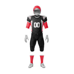 Uniforme de Fútbol Americano Personalizado para Hombre, Pantalones con Estampado Digital, Rojo, Negro y Blanco, Cuello en V, Manga Corta, Absorbe la Humedad, Protección UV - Product Image 1