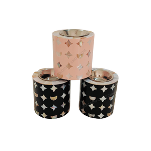 Brûleur d'encens rond en bois avec incrustation de nacre et motifs lune et étoile, très demandé - Product Image 1