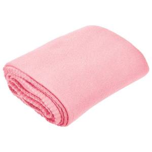 Couverture de voyage en polaire rose clair, antistatique et anti-bouloches, pour la maison, l'hôtel, l'avion, fabriquée en Inde - Product Image 1