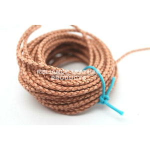4mm Natural Color Jewelry Making Bolo <b>Braided</b> Leather <b>Cord</b> Round <b>Braided</b> Leather <b>Cord</b> for Bracelet Craft - Product Image 2