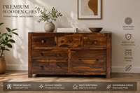 Commode à tiroirs en chêne massif avec 6 tiroirs, design moderne du milieu du siècle, en acier, pour chambre à coucher, salon, hôpital, entrepôt