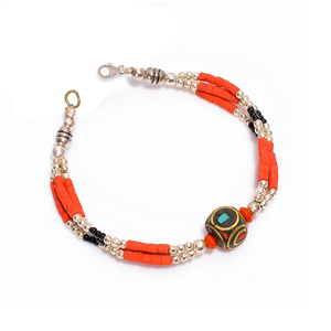 Online Wholesale Tibetan Silver Antique Style Unique <b>Bracelet</b>, Turquoise Coral Gemstone Jewelry, Gift Item Jewelry - Product Image 3