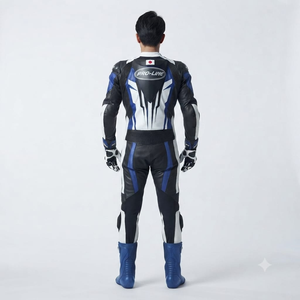 Combinaison de course premium pour homme 1 pièce en cuir de vache véritable/cuir de kangourou, style MotoCP, avec protections niveau 2 - Product Image 2