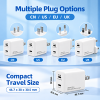 Chargeur mural compact 45W GaN Mini double USB-C PD à charge rapide avec protection ignifuge pour smartphones, tablettes et ordinateurs portables
